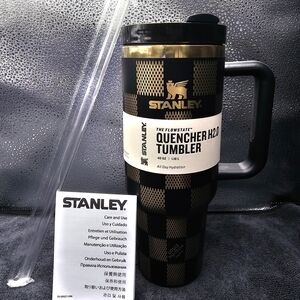 Stanley Black and Gold Checkered Tumbler